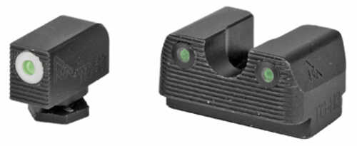 Rival Arms Tritium 3 Dot Front/Rear Green Night Sight For Glock 17/19 White Ring Black Nitride Quench-Polish