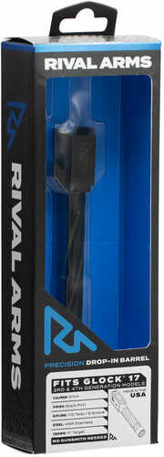 Rival Arms Match Grade Drop-In Barrel For Gen 3/4 for Glock 17 9MM 1:10" twist Black Physical Vapor Deposition (PVD) Fin