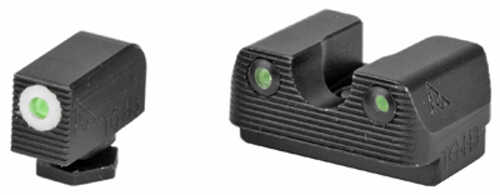 Rival Arms Tritium 3 Dot Front/Rear Green Night Sight For Glock 42/43 White Ring Black Nitride Quench-Polish