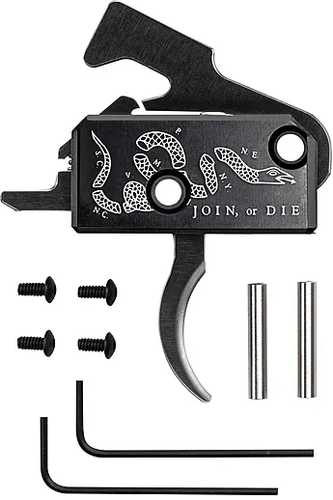 Rise Armament Super Sporting Trigger Join or Die Curved Trigger Anodized Finish Black Includes Anti-Walk Pins RA-140-JOD