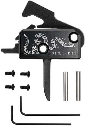 Rise Armament Super Sporting Trigger Join or Die Flat Trigger Anodized Finish Black Includes Anti-Walk Pins RA-140F-JOD