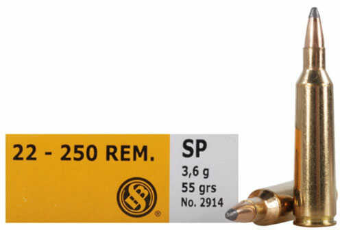 Click to see larger image. 22-250 Remington 20 Rounds Ammunition Sellier & Bellot 55 Grain Soft Point