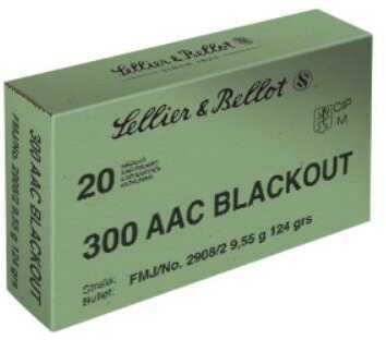 300 AAC Blackout 20 Rounds Ammunition Sellier & Bellot 124 Grain Full Metal Jacket