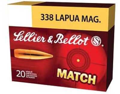 Sellier & Bellot Match 338 Lapua Ammunition 250 Grain Boat Tail Hollow Point 10 Rounds Sb338LMA