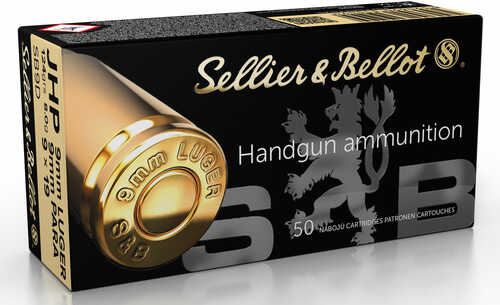 9mm Luger 50 Rounds Ammunition Sellier & Bellot 124 Grain Jacketed Hollow Point