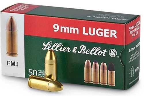 9mm Luger 50 Rounds Ammunition Sellier & Bellot 150 Grain Full Metal Jacket