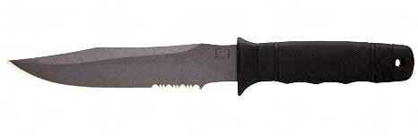 SOG Knives SEAL Knife 2000 Fixed Blade AUS 8/Powder Coated Combo Clip Point Nylon Sheath 7" Black Green Box S37-N