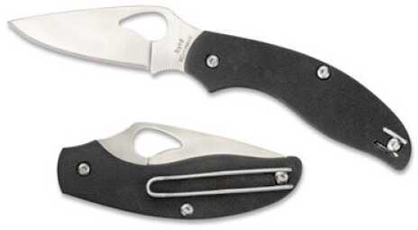 Spyderco Byrd Tern Slipit Folding Knife 8Cr13MoV/Satin Plain Leaf-Shape Oval Thumb Hole/Pocket Clip 2.75" Bla BY23GP