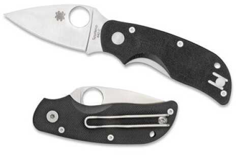 Spyderco Cat Folding Knife Satin Plain Circle Thumb Hole/Pocket Clip 2.44" Black G10 Box C129GP