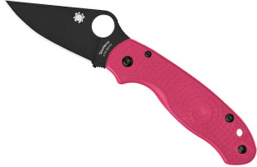 Spyderco Para 3 Lightweight Folding Knife Plain Edge Pink FRN Handle DLC Finish Black 2.92" Blade Length CTS BD1N