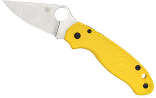 Spyderco Para 3 Lightweight Folding Knife Plain Edge Yellow FRN Handle Satin Finish Silver 2.92" Blade Length CPM Magnac