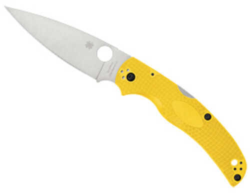 Spyderco Native Chief Lightweight Salt Folding Knife Plain Edge Yellow FRN Handle Satin Finish Silver 4.02" Blade Length