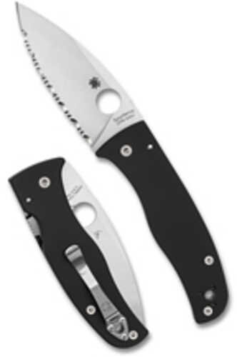 Spyderco Bodacious Folding Knife SpyderEdge Serrated Blade Black G-10 Handle Satin Finish Silver 3.66" Blade Length CPM-