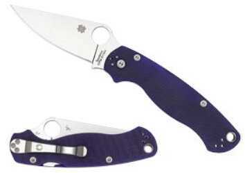 Spyderco Para Military 2 Folding Knife CPM S110V Plain Circle Thumb Hole/Pocket Clip 3.438" Dark Blue G10 C81GPDBL2