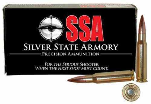 308 Winchester 20 Rounds Ammunition Silver State Armory 168 Grain Hollow Point Boat Tail