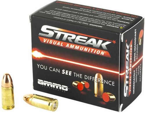 Ammo Inc 9124TMCSTRKRED50 Streak Visual (Red) 9mm 124 Gr Total Metal Case (TMC) 50 Per Box/20 Cs