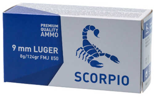 STV Technology Scorpio Ammunition 9MM 124 Grain Full Metal Jacket 50 Round Box