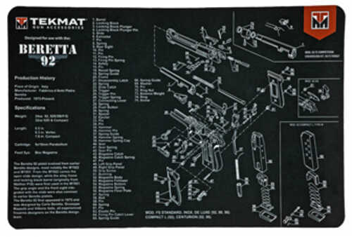 TEKMat Pistol Mat Beretta 92 Blk R17-BER92-img-0