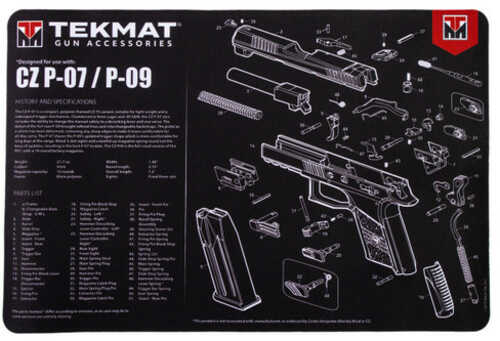 Tekmat Cleaning Mat Pistol Size 11"x17" For Cz P10c Black Tek-r17-czp10c