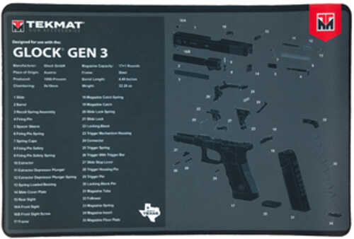 TekMat Original Mat For Glock Gen 3 Cleaning Thermoplastic Surface Protects Gun From Scratching 1/8" Thick 11"x17"