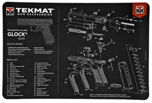 TekMat Pistol Mat For Glock Gen 5 11"x17" Black Includes Small Microfiber TekTowel Packed In Tube R17-GLOCK-G5