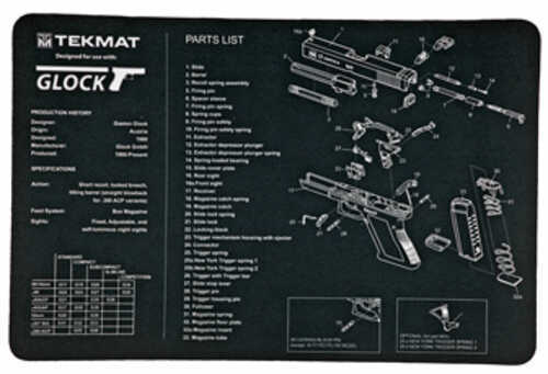 TekMat Pistol Mat For Glock 11"x17" Black Includes Small Microfiber TekTowel Paked in Tube R17-GLOCK