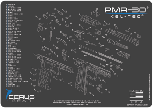 Tekmat Cleaning Mat Pistol Size 11"x17" For Kel-tec Pmr-30 Black Tek-r17-kel-pmr30