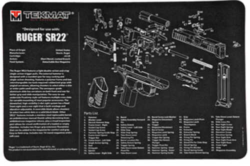 TekMat Ruger SR22 Pistol Mat 11"x17" Black Includes Small Microfiber TekTowel Packed In Tube R17-RUGERSR22