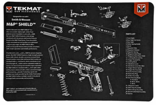 Click to see larger image. TekMat S&W M&P SHIELD Pistol Mat 11"x17" Black Includes Small Microfiber TekTowel Packed In Tube R17-SW-MP-SHIELD