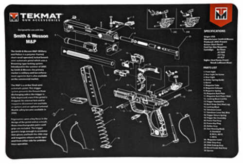 TekMat S&W M&P Pistol Mat 11"x17" Black Includes Small Microfiber TekTowel Packed In Tube R17-SW-MP