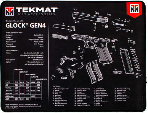 TekMat for Glock Gen 4 Ultra Premium Gun Cleaning Mat 15"x20" Includes Small Microfiber TekTowel R20-for Glock-G4
