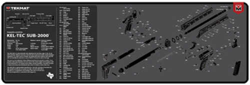 Tekmat Cleaning Mat Pistol Size 12"x36" For Kel-tec Sub 2000 Black Tek-r36-kel-sub2000