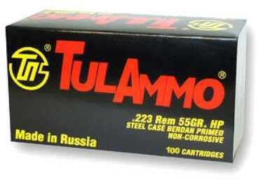 223 Remington 100 Rounds Ammunition Tula 55 Grain Jacketed Hollow Point