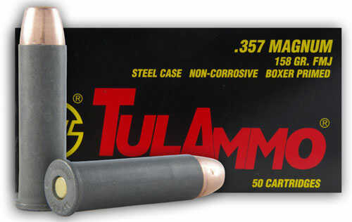 Tulammo 357 Magnum Full Metal Jacket 158 Grain Ammunition, 50 Rounds Per Box