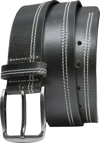 Uncle Mike's Uncle Mikes Leather Belt 36"-40" Full Grain Leather Nickel Plated Buckle Black Blt-um-36-40-mbl