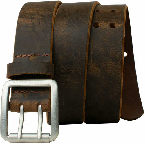 Uncle Mike's Uncle Mikes Leather Belt 40"-44" Full Grain Leather Nickel Plated Buckle Brown Blt-um-40-44-dbr
