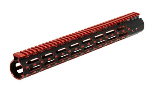 Leapers Inc. - UTG PRO M-Lok Super Slim Free Floating Rail Black/Red 2-Tone Fits AR-15 15" Includes One Picati