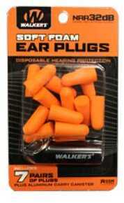 Walkers Game Ear Plug Foam 7 Pairs Orange Includes Case GWP-PLGCAN-OR