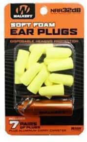 Walkers Game Ear Plug Foam 7 Pairs Yellow Includes Case GWP-PLGCAN-YL