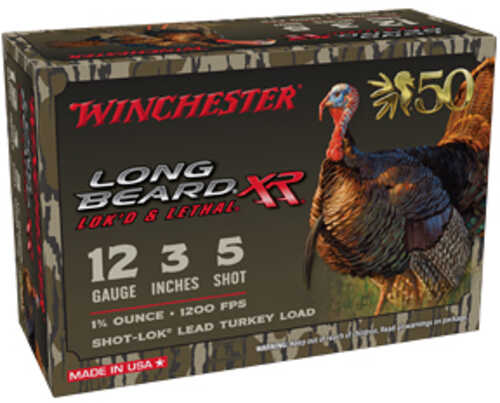 Winchester Ammunition <span style="font-weight:bolder; ">Long</span> <span style="font-weight:bolder; ">Beard</span> <span style="font-weight:bolder; ">XR</span> 12 Gauge 3" #5 1.75oz Shotshell 50th Anniversary Edition 10 Round Box STLB1235N