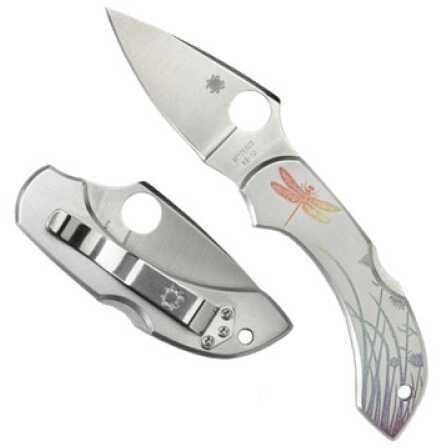 Spyderco Dragonfly Tattoo Stainless Steel Plainedge knive C28PT