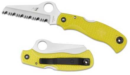Spyderco Saver Salt, Folding Knife, Yellow Finish, Serrated Edge, H1 Steel Frame C118SYL