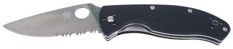 Spyderco Tenacious Folding Knife 8Cr13MoV/Satin Combo Circle Thumb Hole/Pocket Clip 3.438" Black G10 C122GPS