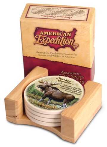 American Expedition Set Of 4 Stone Coaster - Moose