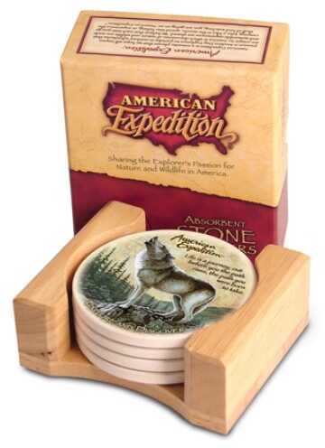 American Expedition Set Of 4 Stone Coaster - Wolf