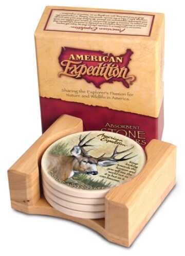 American Expedition Set Of 4 Stone Coaster - Mule Deer
