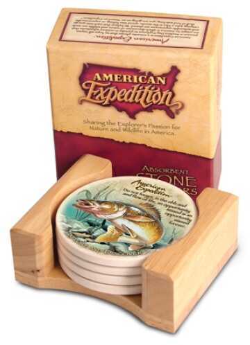 American Expedition Set Of 4 Stone Coaster - Walleye