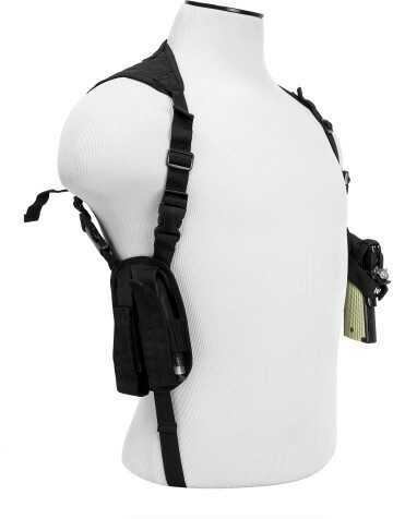 NCSTAR Shoulder Holster Nylon Black Fully Adjustable Includes Pistol and Dual Magazine Pouch CV2909