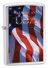 Zippo Made In Usa Flag Brushed Chrome 24797