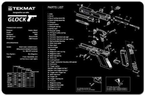 Beck Tek, LLC Pistol Mat For Glock, 11"x17", Black Finish 17-Glock